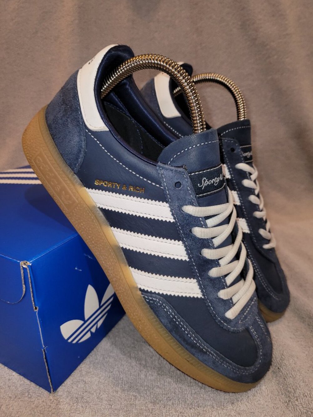 Adidas Spezial Size 6.5 Sporty n Rich Blue White Tan Sneakers JP7066 (#2386) - Picture 8 of 16